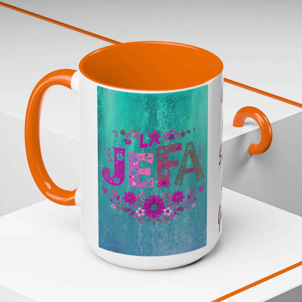 La Jefa Mug, Custom Ceramic Coffee Mug, Boss Lady Gift, Personalized Gift, Floral Design, 11oz 15oz Options, Lead-Free, Microwave Safe