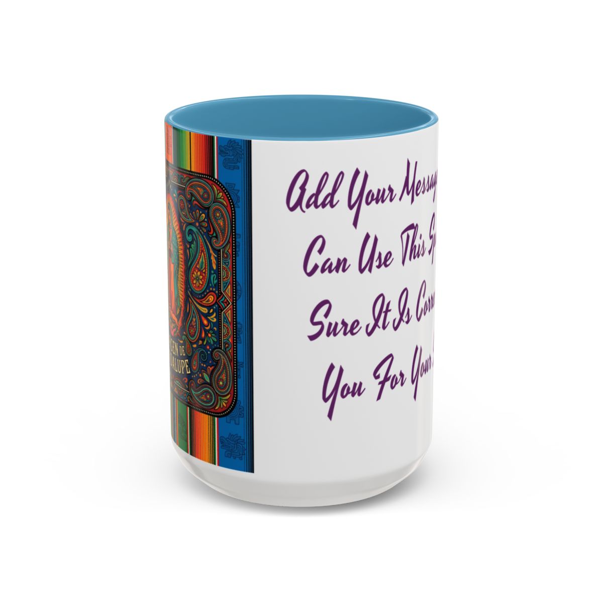 Colorful Virgen de Guadalupe Mug, Vibrant Printed Coffee Cup, Personalized Ceramic Gift, Religious Art, BPA-Free, Ideal Christmas Present