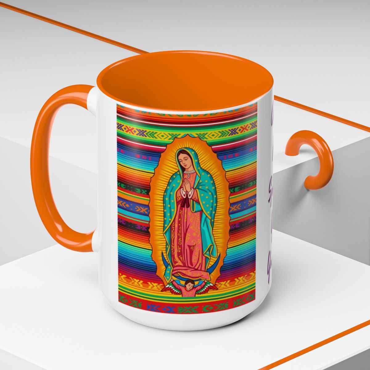 Personalized Ceramic Coffee Mug, Virgin of Guadalupe Mug, Colorful Religious Gift, Dishwasher & Microwave Safe, Customizable Design