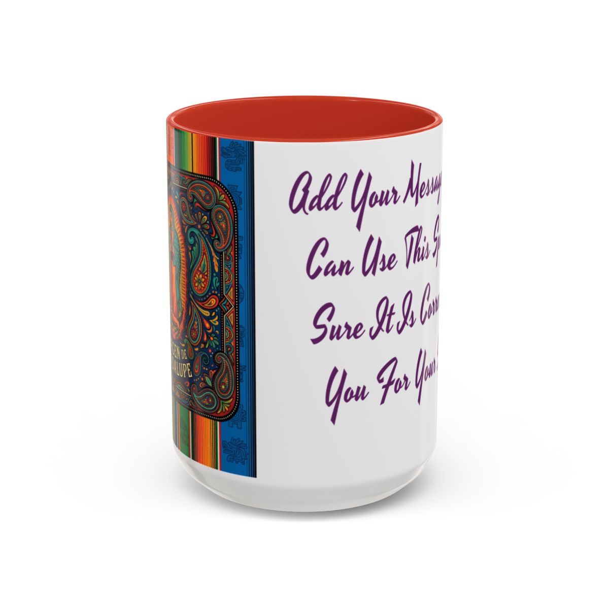 Colorful Virgen de Guadalupe Mug, Vibrant Printed Coffee Cup, Personalized Ceramic Gift, Religious Art, BPA-Free, Ideal Christmas Present