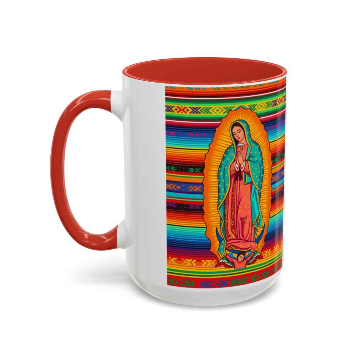 Personalized Ceramic Coffee Mug, Virgin of Guadalupe Mug, Colorful Religious Gift, Dishwasher & Microwave Safe, Customizable Design