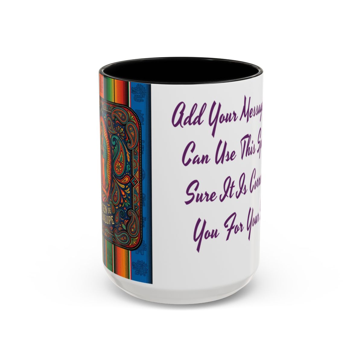 Colorful Virgen de Guadalupe Mug, Vibrant Printed Coffee Cup, Personalized Ceramic Gift, Religious Art, BPA-Free, Ideal Christmas Present