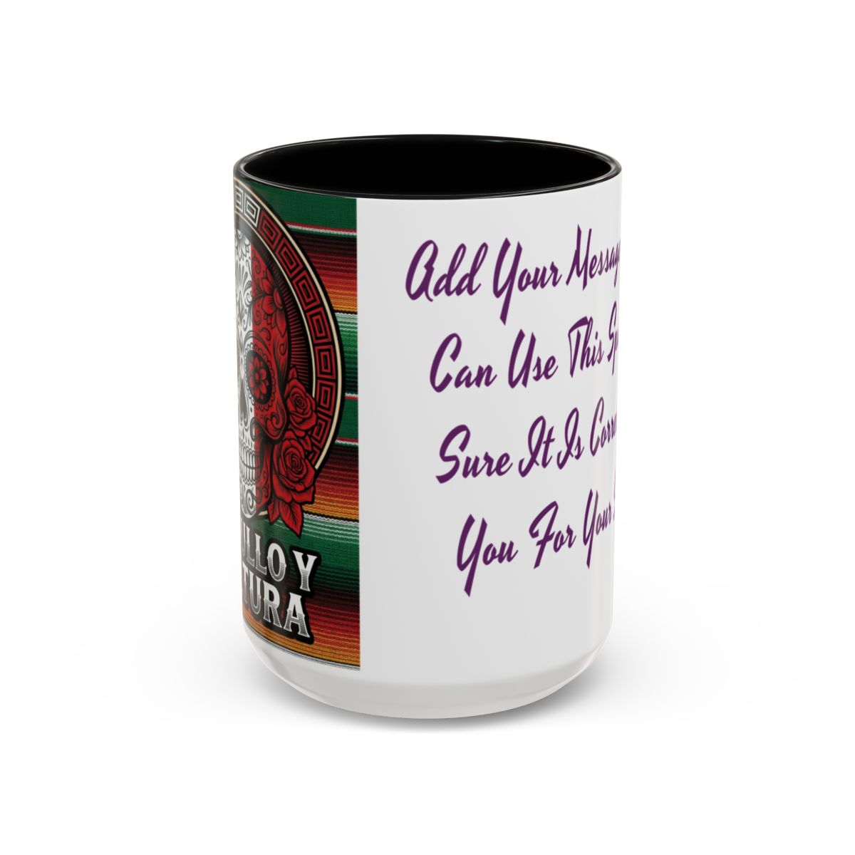 Mexican Skull Mug, Orgullo y Cultura Coffee Cup, Ceramic Tea Mug, Mexican Fiesta Gift, Dia de los Muertos Present, Sugar Skull Design, C-Handle