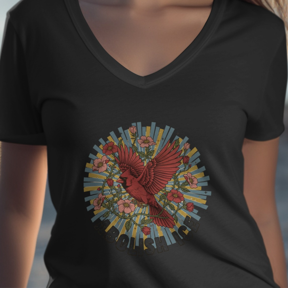 Abolish Ice Cardinal Graphic V Neck Tee Shirt product type