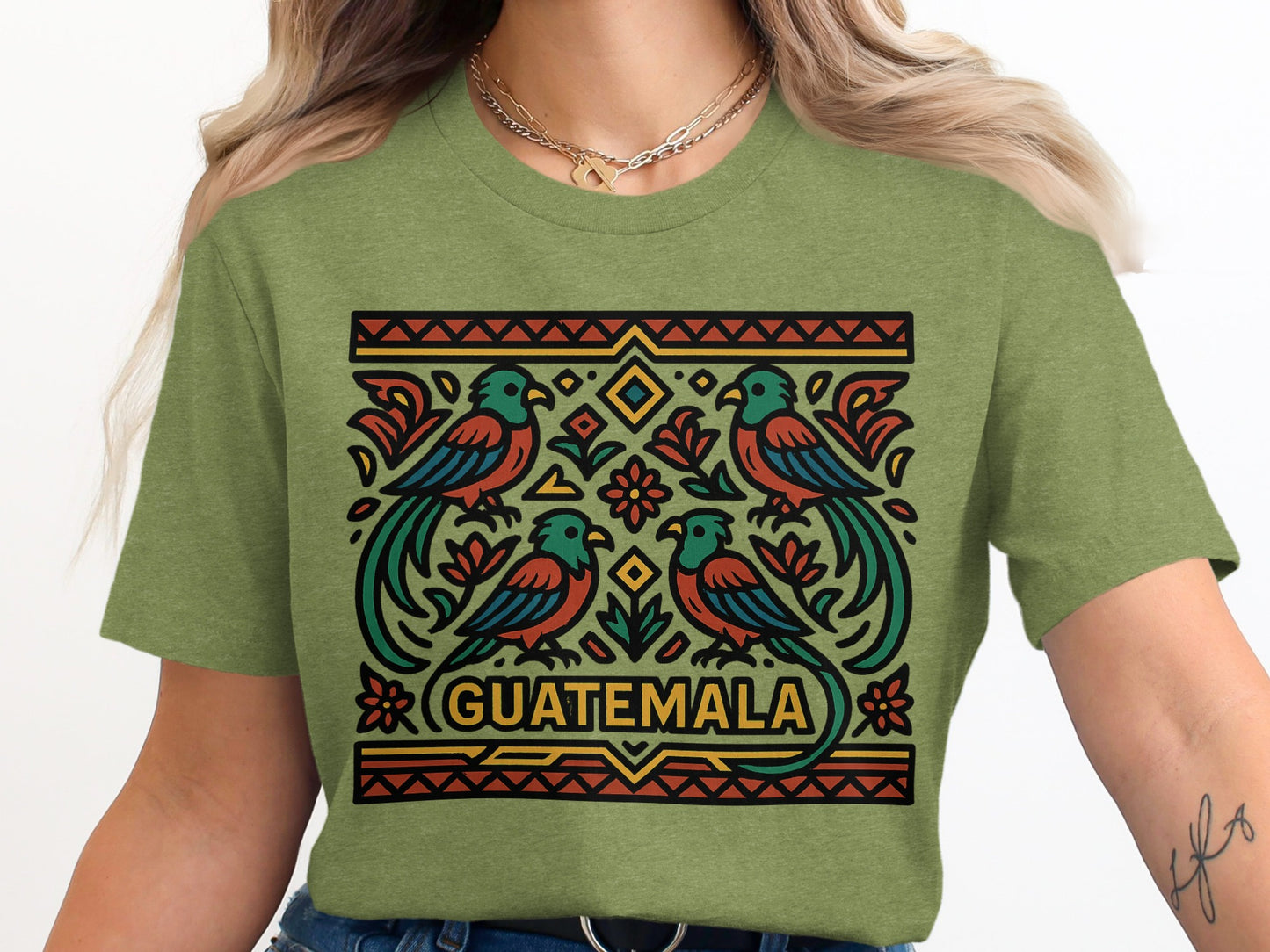 Guatemala Themed Colorful Birds Graphic T-Shirt Product Type