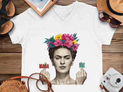 Floral Crown Frida Graphic Tee with MAGA ICE Text