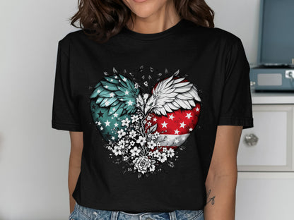 American Flag Heart with Eagle and Flowers Shirt product type
