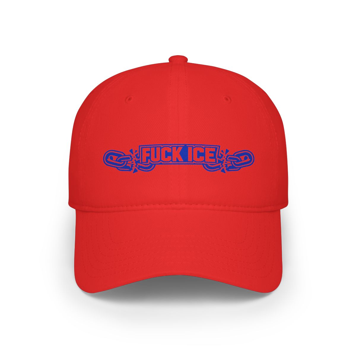 Red Hat with Bold Blue Message Fuck ICE Design