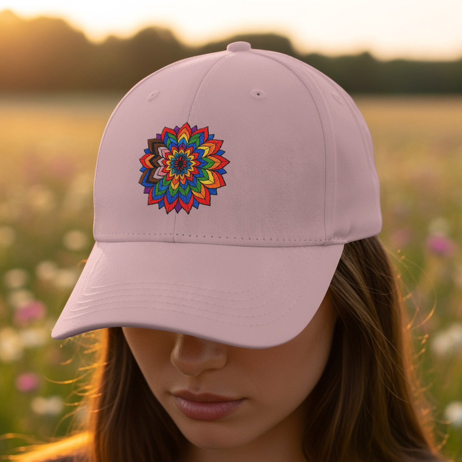 Colorful Mandala Design on Pink Cap product