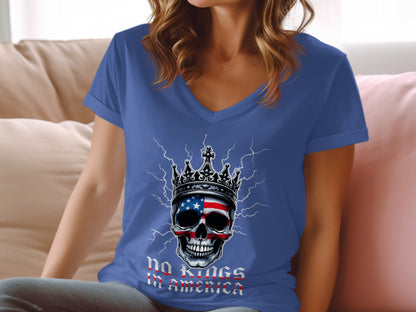 No Kings In America Skull Graphic Women's Shirt