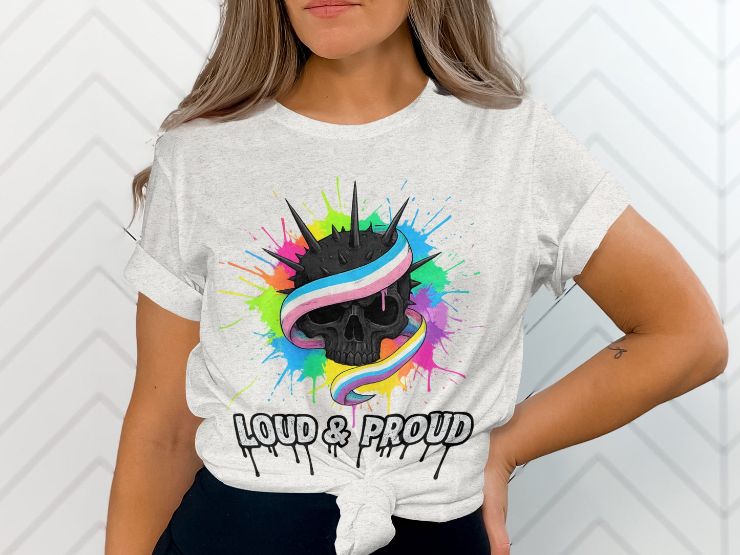 Bold Skull Design Loud & Proud Graphic T-Shirt