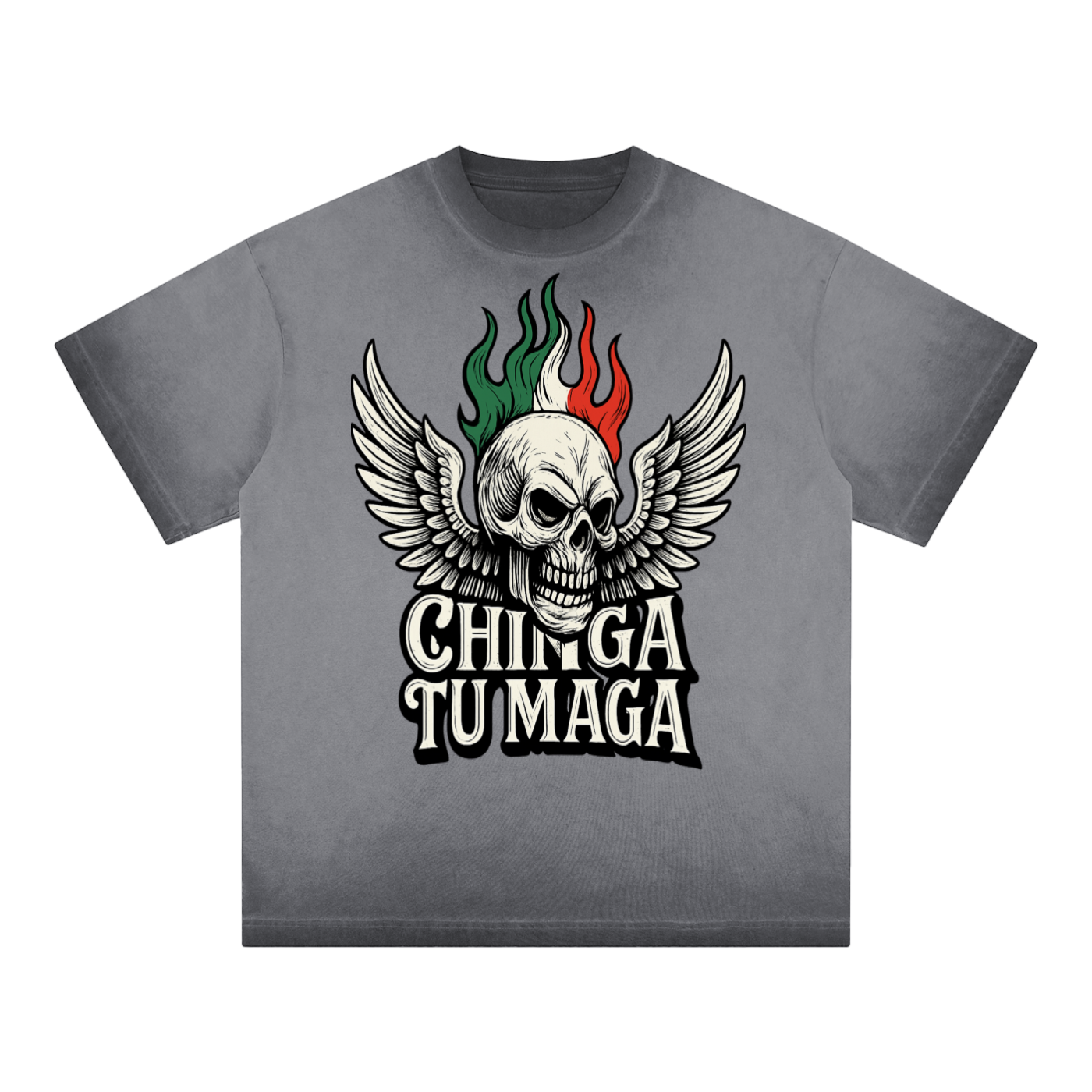 Chinga Tu Maga Vintage Reverse Dyed Loose Cotton T-Shirt