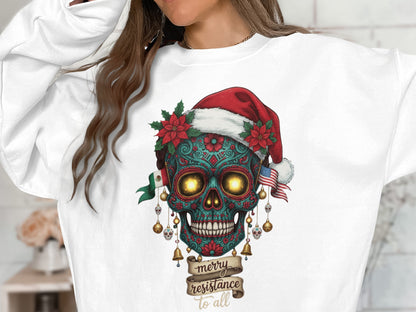 Merry Resistance To All Skull Santa Shirt
