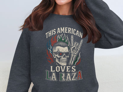 This American Loves La Raza Skull Graphic Sweatshirt product