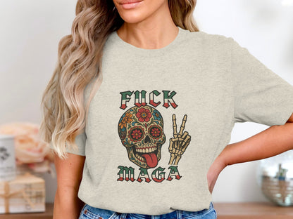 Fuck MAGA Skull Skeleton Hand T-Shirt product