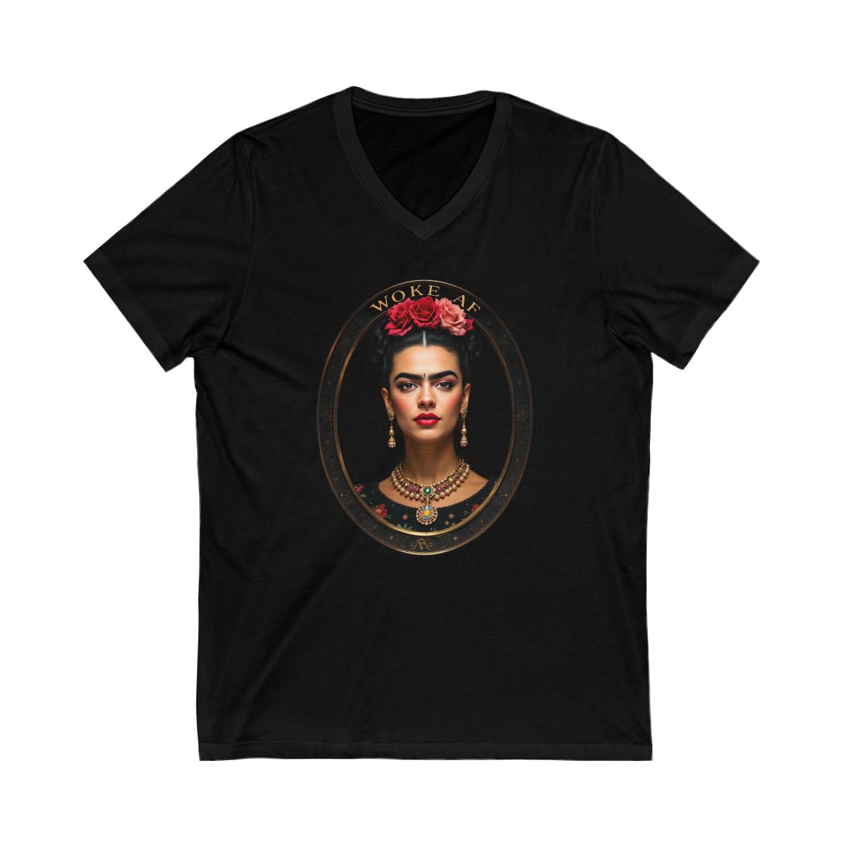 Woke AF Portrait Art V-Neck T-Shirt product type
