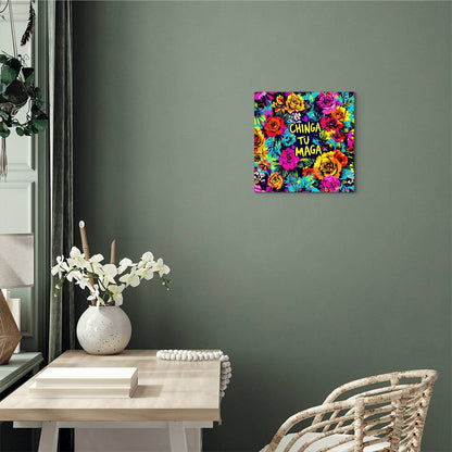 Chinga Tu Maga Metal Print, High Gloss Floral Art, Wall Decor, Gift for Home, Vibrant Aluminum Print, Tropical Wall Display