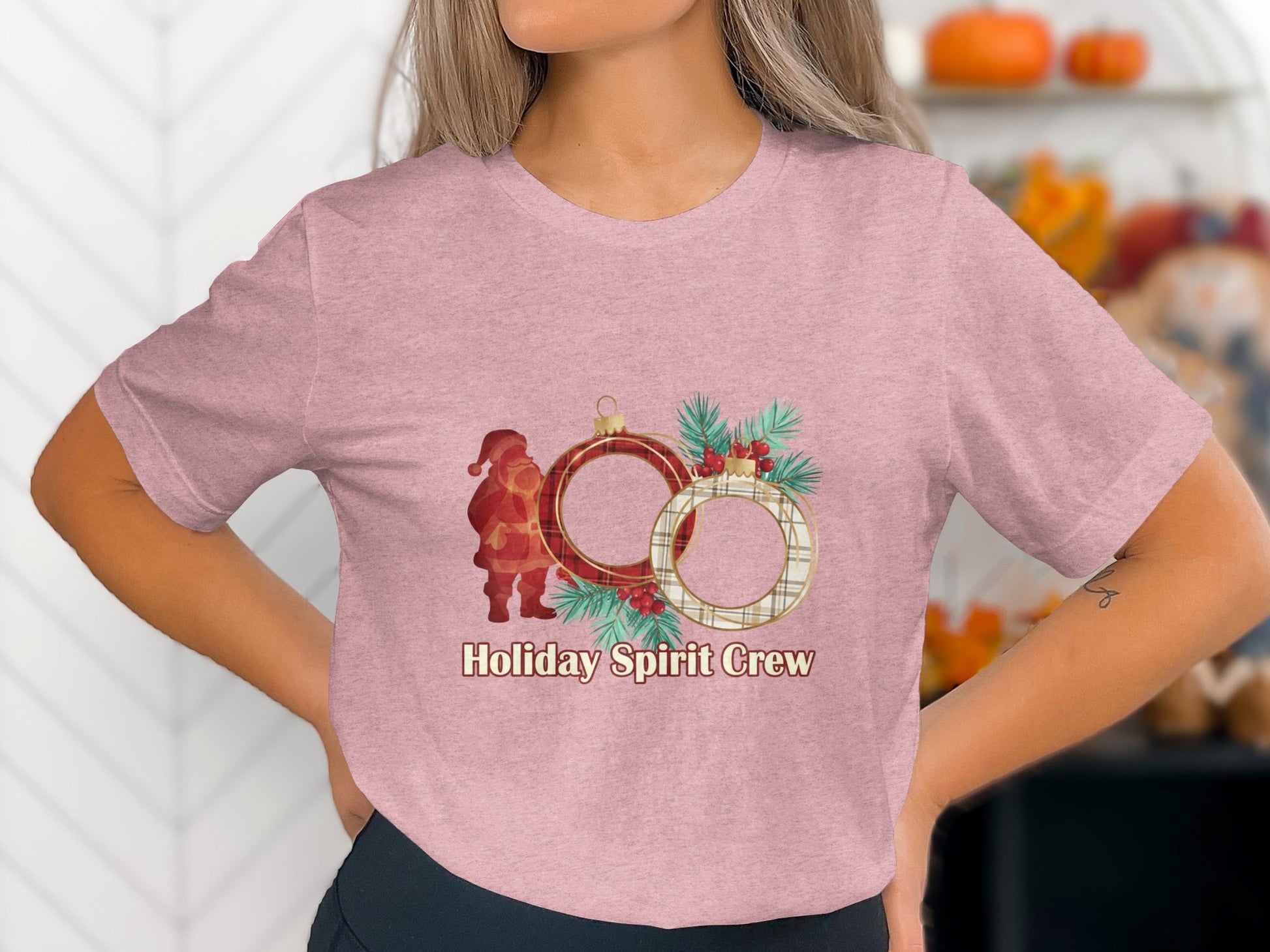 Festive Holiday Spirit Crew T-shirt for Celebrating