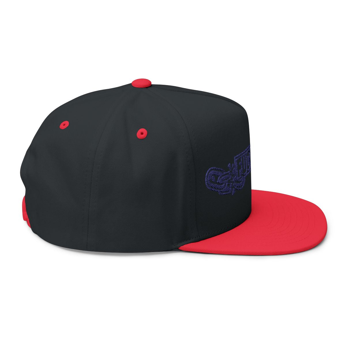 Stylish Black and Red Snapback Hat with Embroidery