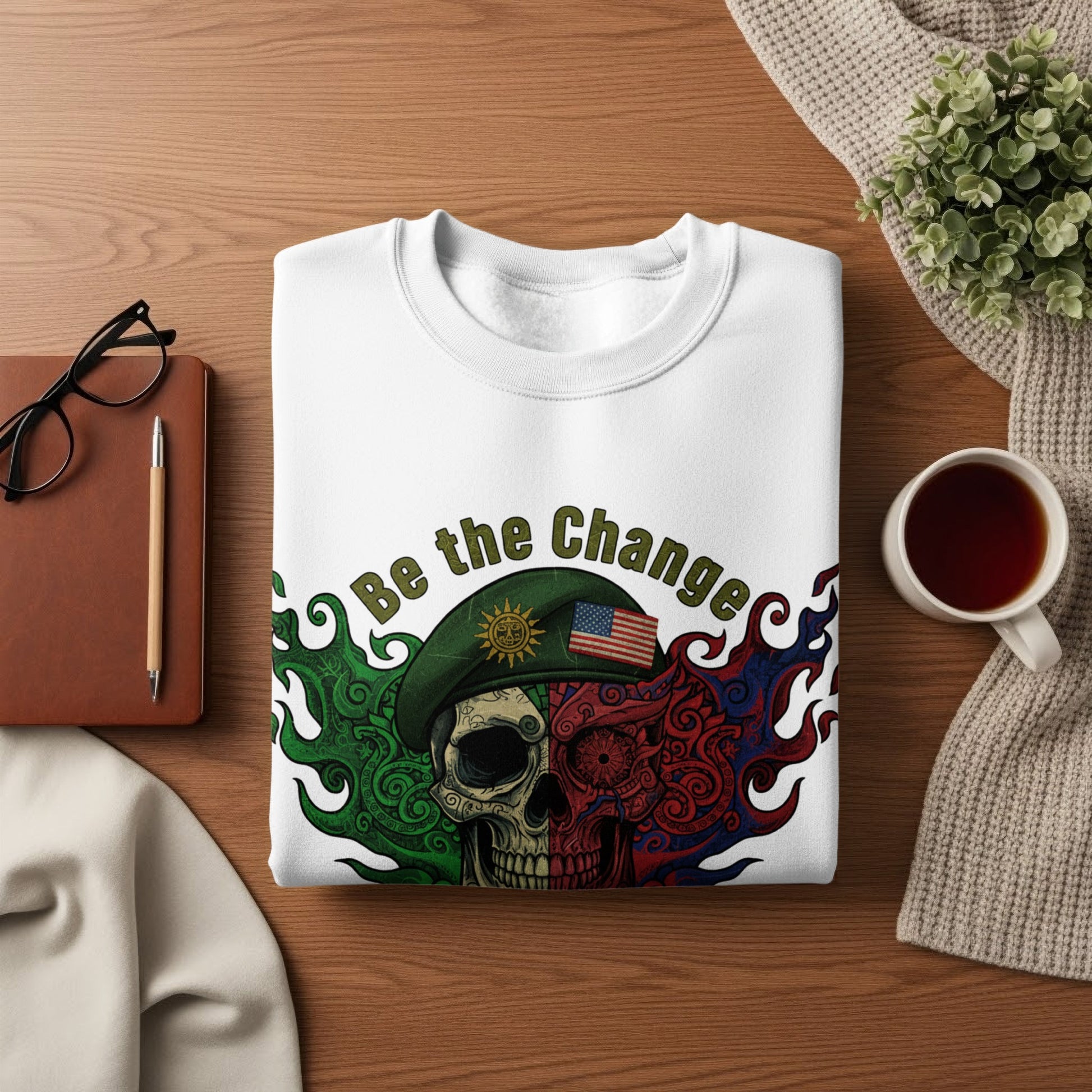 Be the Change Skull Art Long Sleeve Shirt