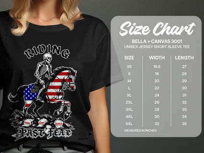 Riding Past Fear American Flag Skeleton Shirt product