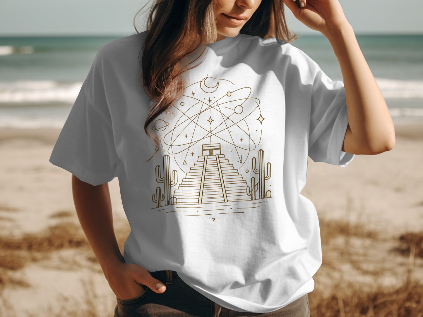 Ancient Pyramid Desert Stargazing Graphic T-Shirt Product