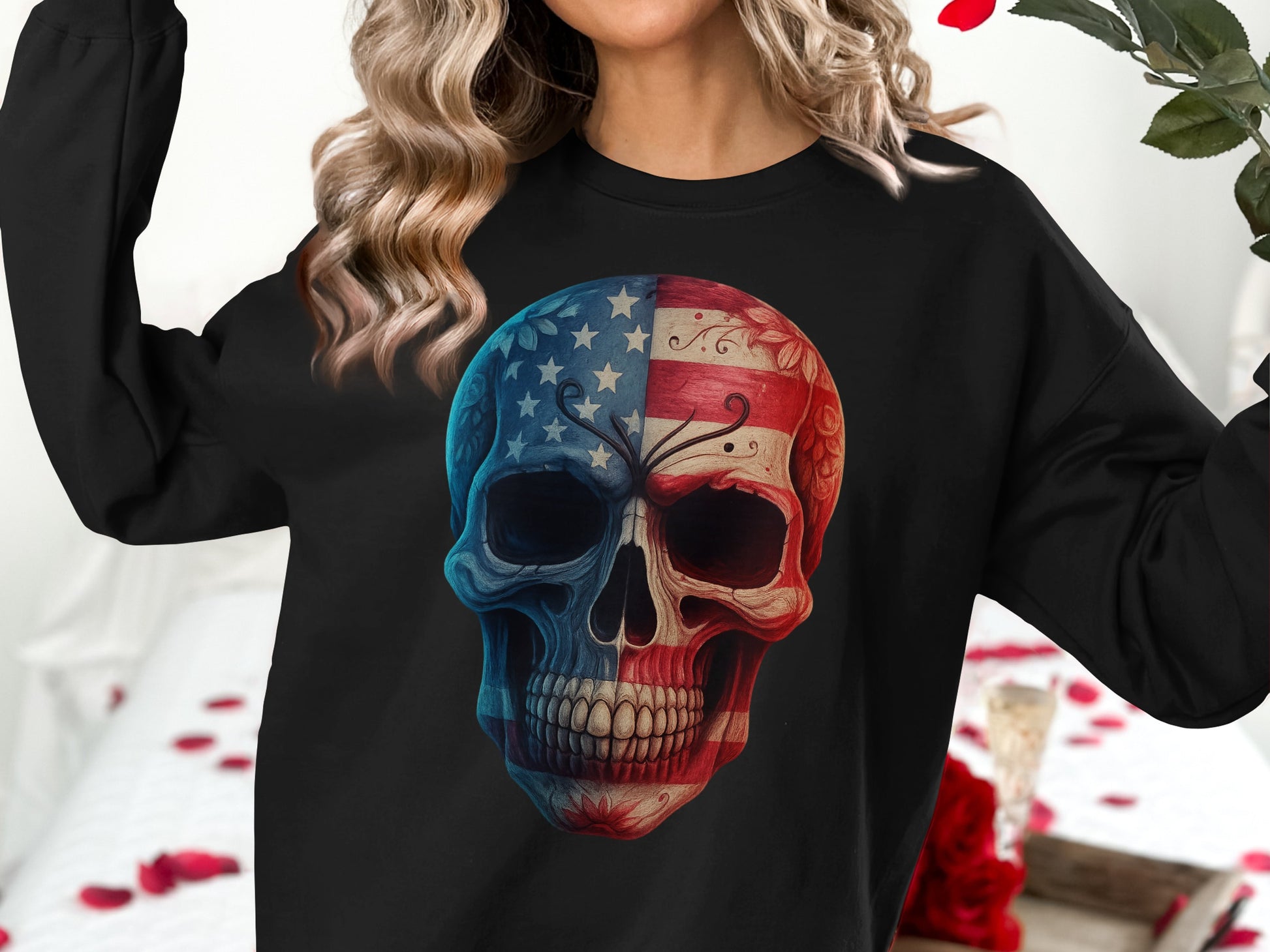 Distinct Skull Flag Graphic Long Sleeve Sweatshirt product