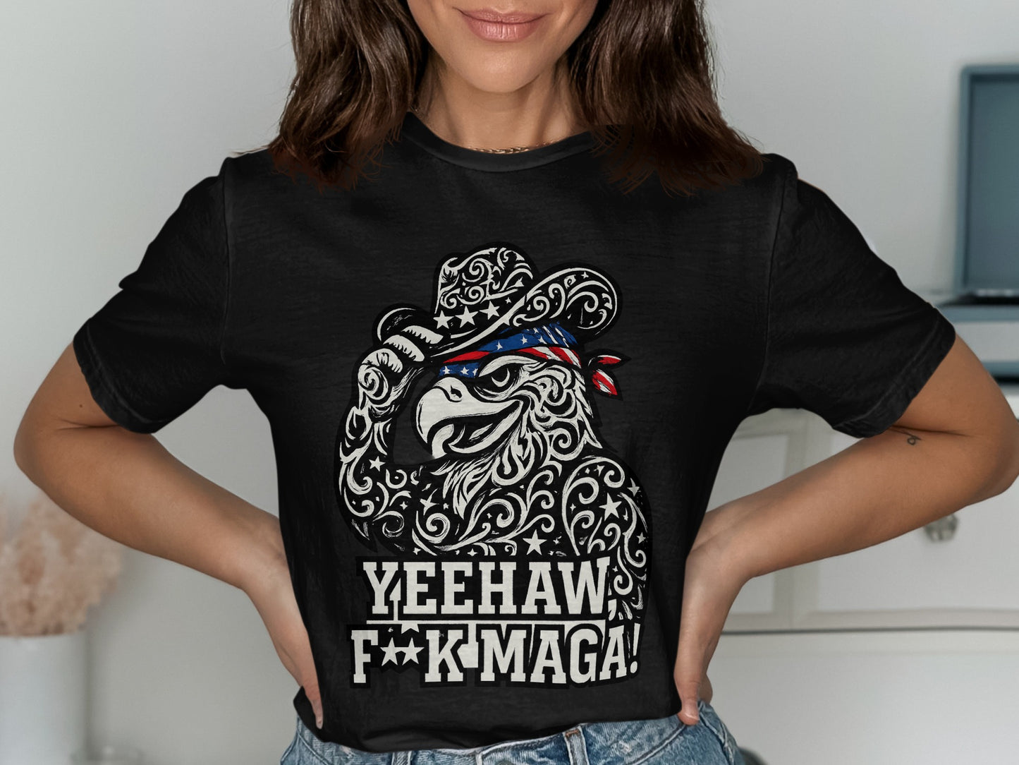 Yeehaw F**k MAGA Eagle Graphic Tee Shirt product