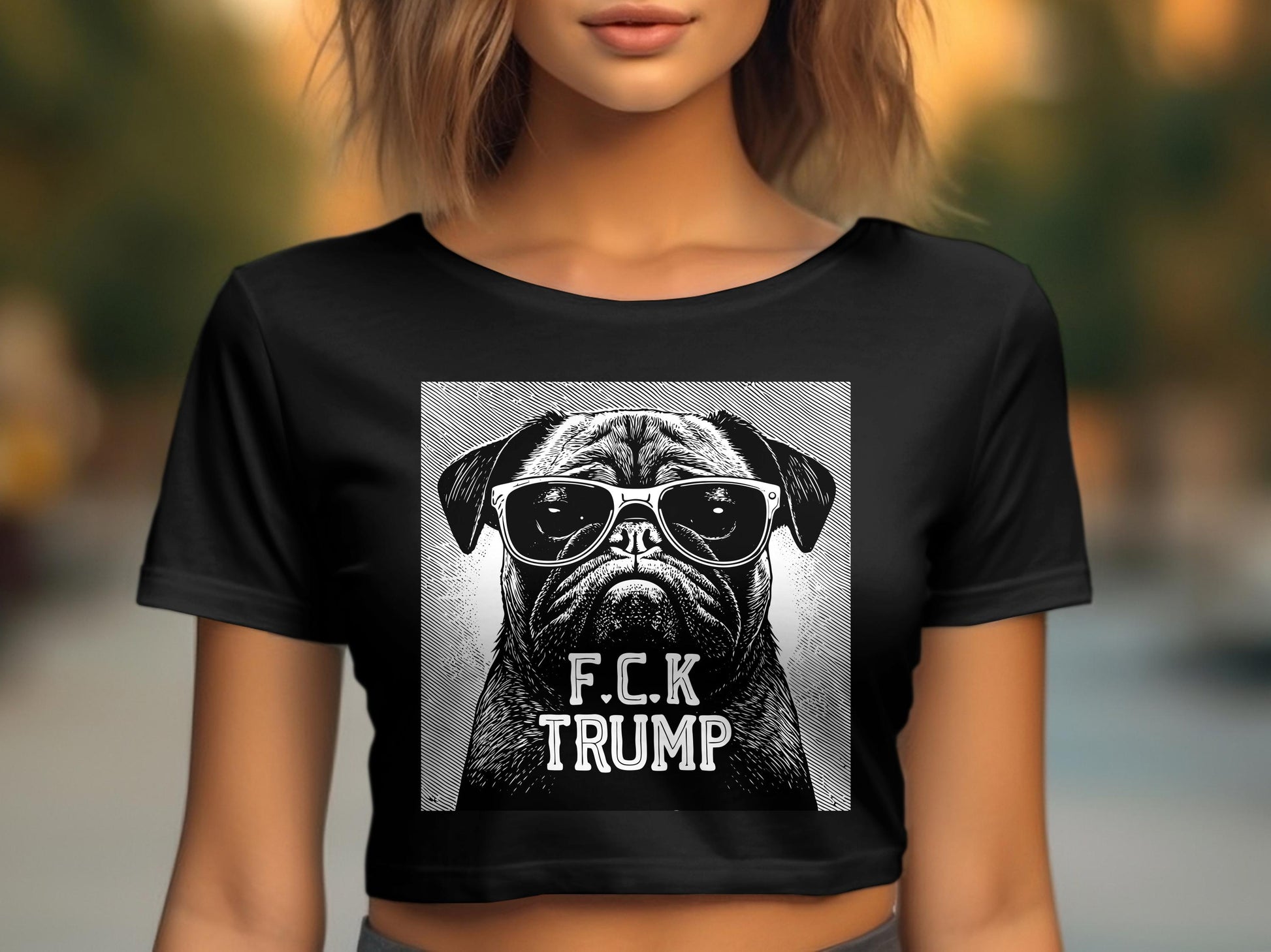 F.C.K Trump Pug Graphic Women's Crop Top product type