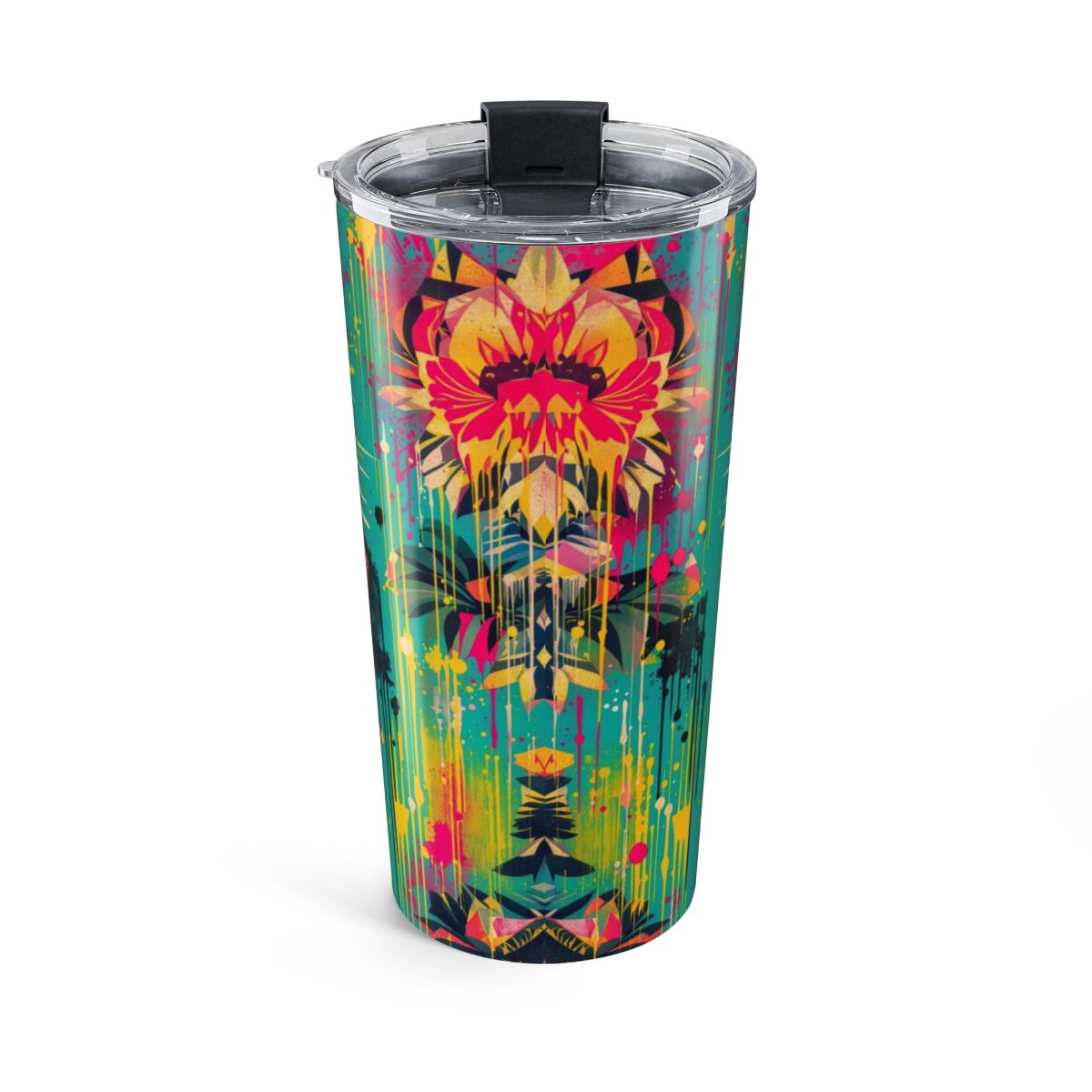 Abstract Floral Pattern Travel Tumbler for Everyday Use