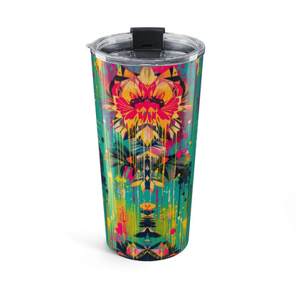 Abstract Floral Pattern Travel Tumbler for Everyday Use