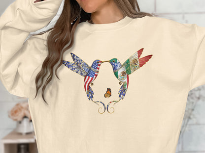 Vibrant Hummingbird and Butterfly Sweatshirt Design