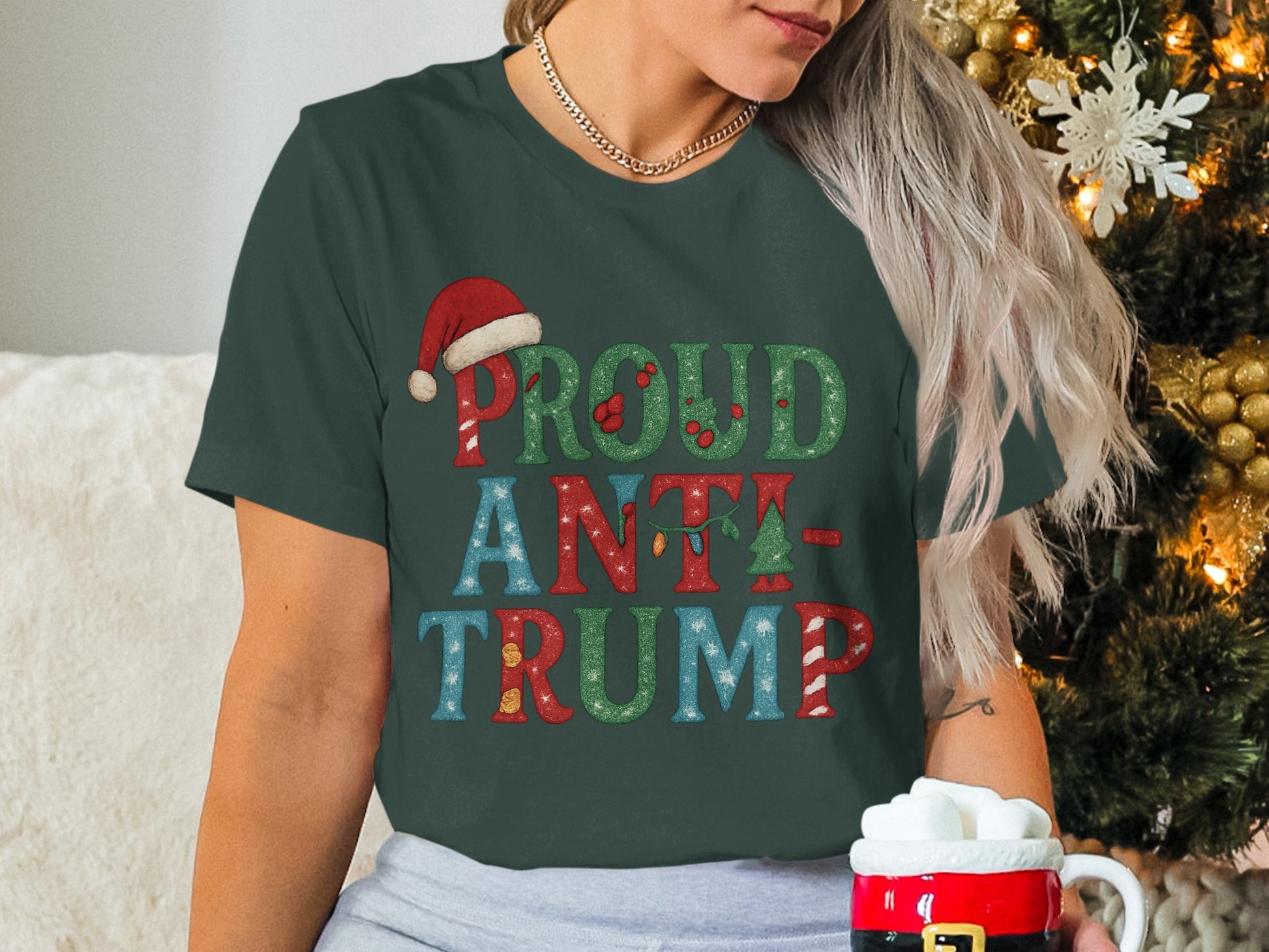 Proud Anti Trump Lettering Design T-Shirt