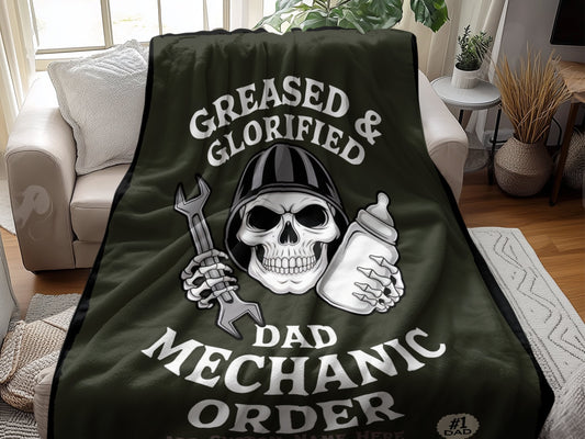 Greased Glorified Dad Mechanic Order Blanket product