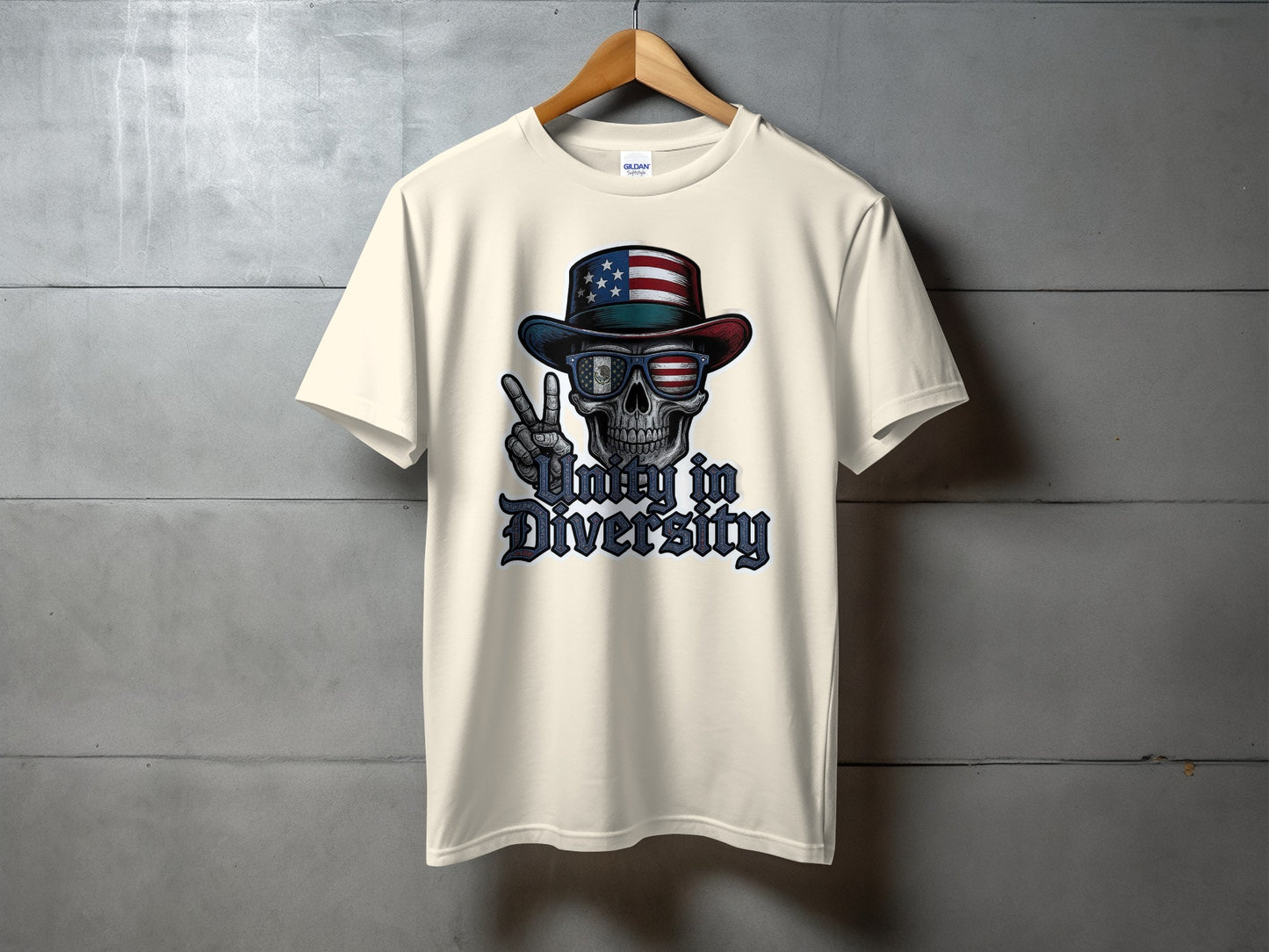Skull Peace Sign and Flag Diversity Design T-shirt Product