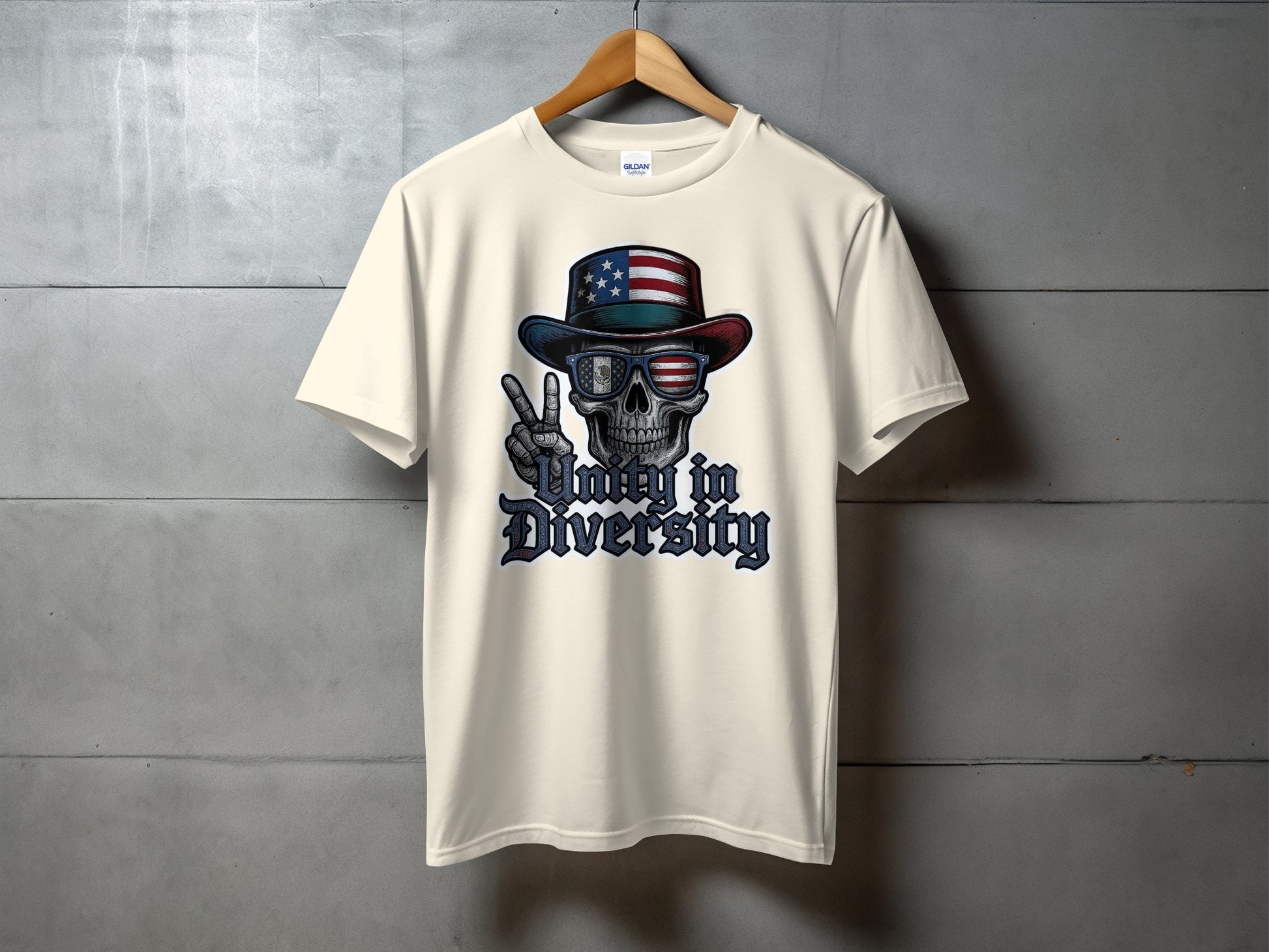 Skull Peace Sign and Flag Diversity Design T-shirt Product