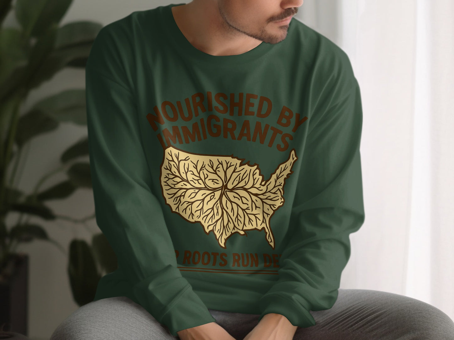 Nourished by Immigrants Our Roots Run Deep Graphic Shirt