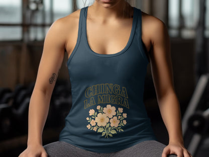 Chinga La Migra Floral Graphic Women's Tank Top product