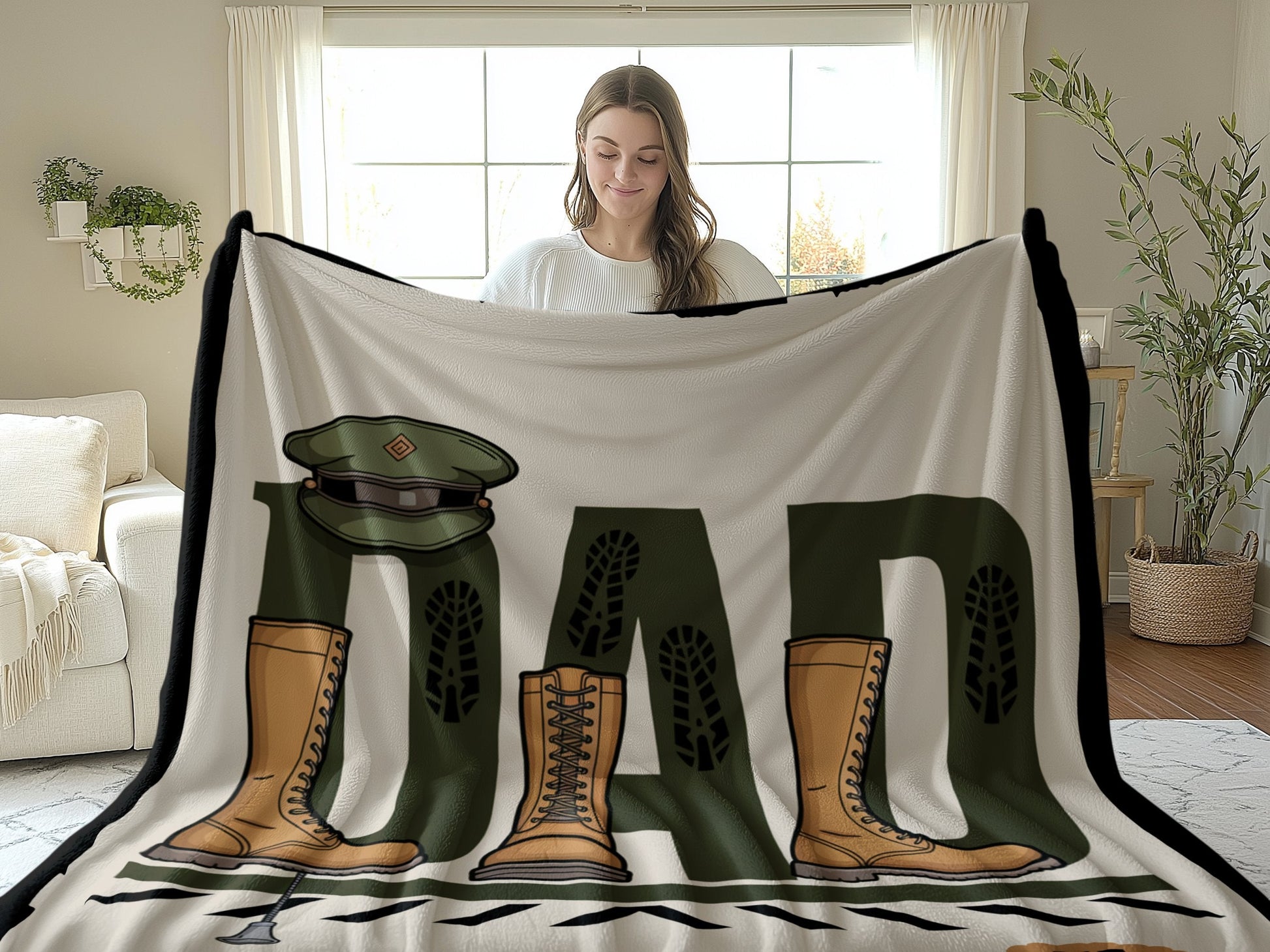 Cozy Blanket with Military Dad Design product type