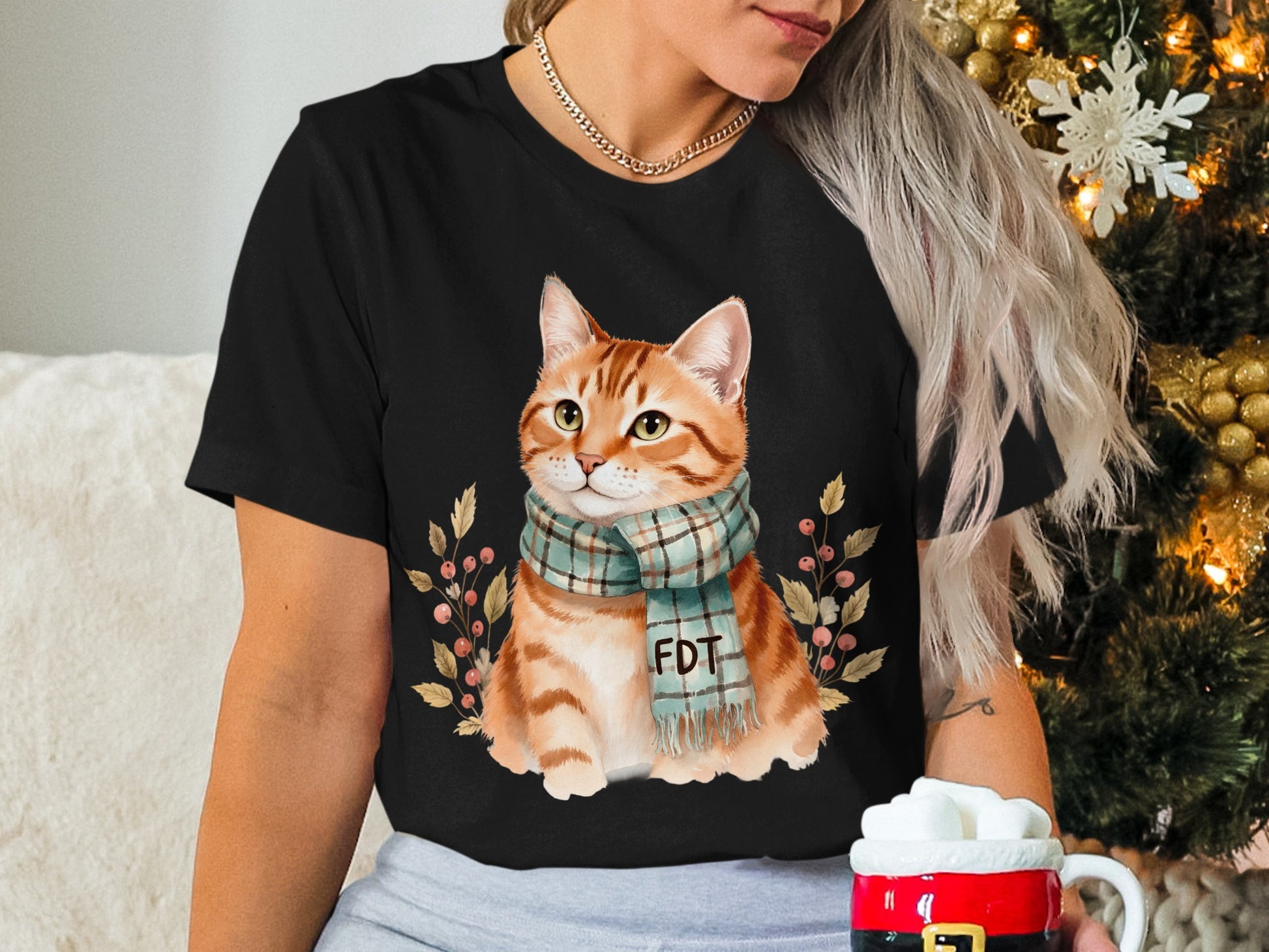 Stylish Cat Graphic Cozy T-Shirt For Trendy Cat Lovers