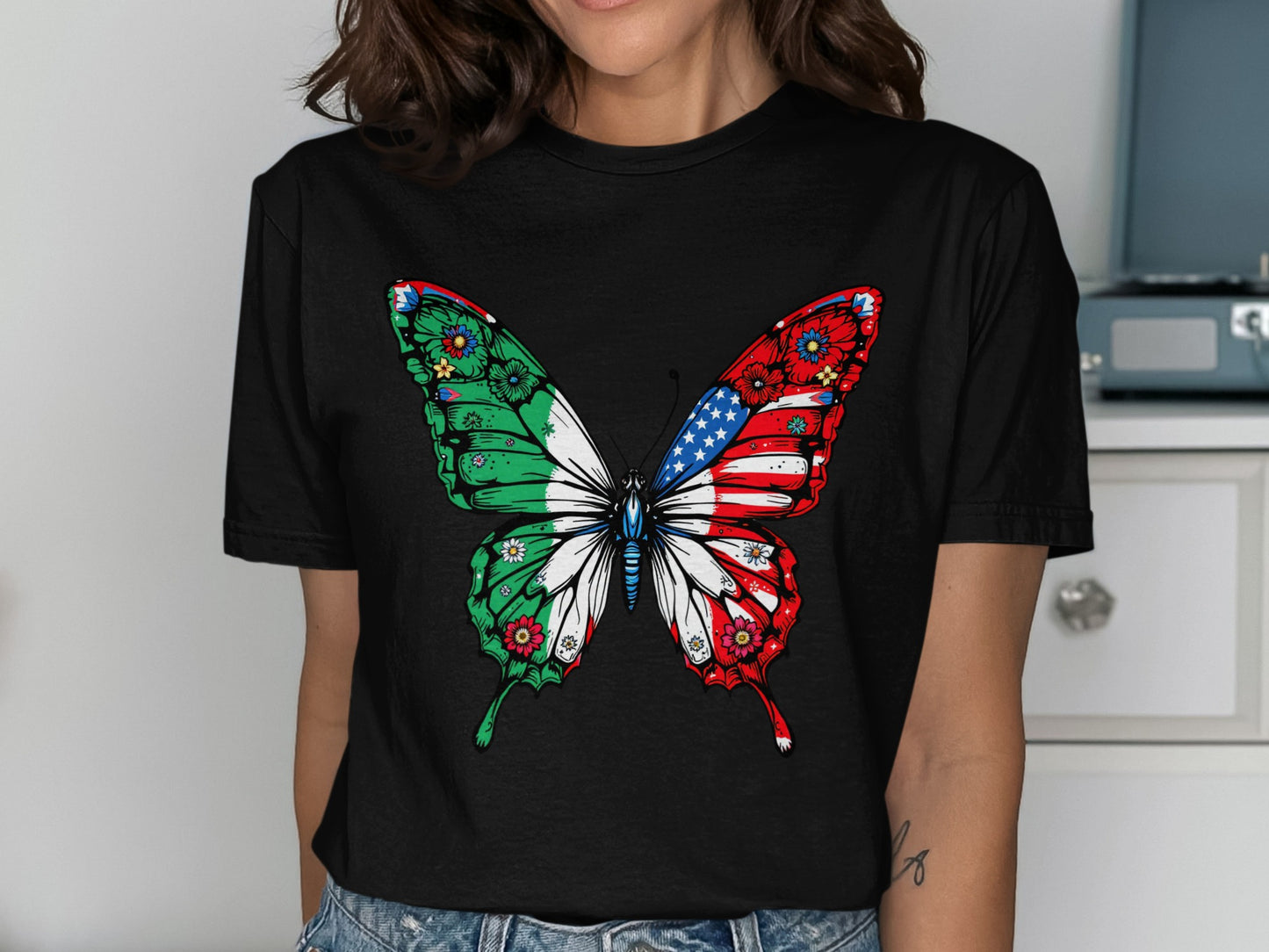 Patriotic Butterfly Graphic Short Sleeve T-Shirt product