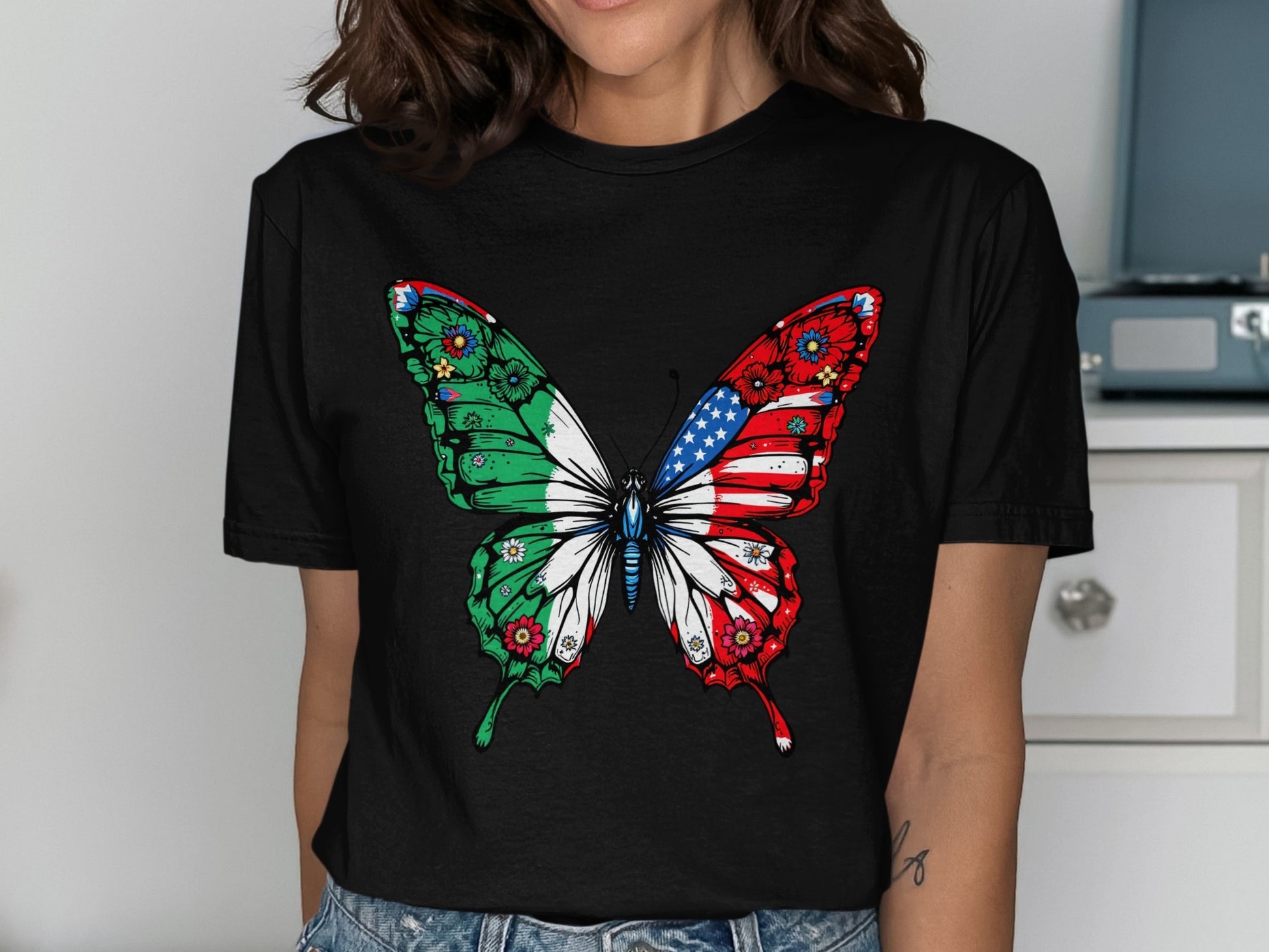 Patriotic Butterfly Graphic Short Sleeve T-Shirt product