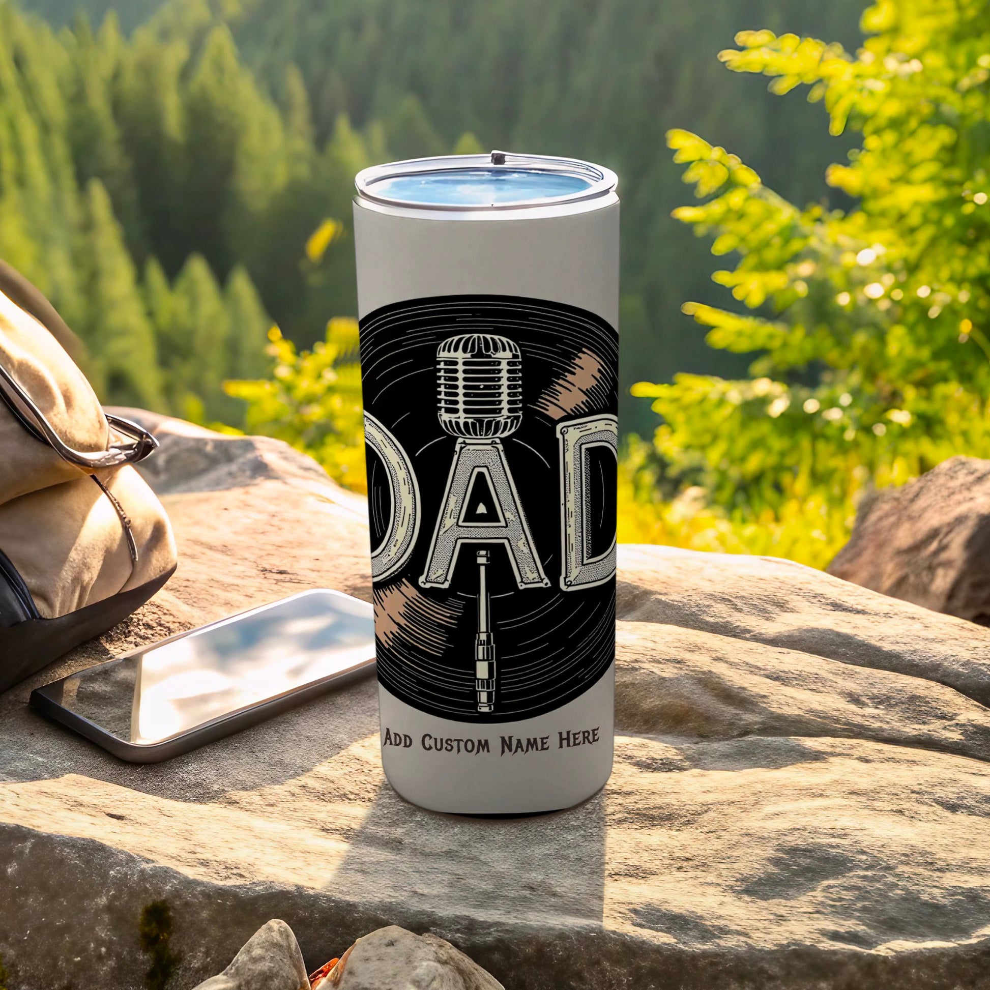 Personalized Dad Tumbler with Microphone Design product