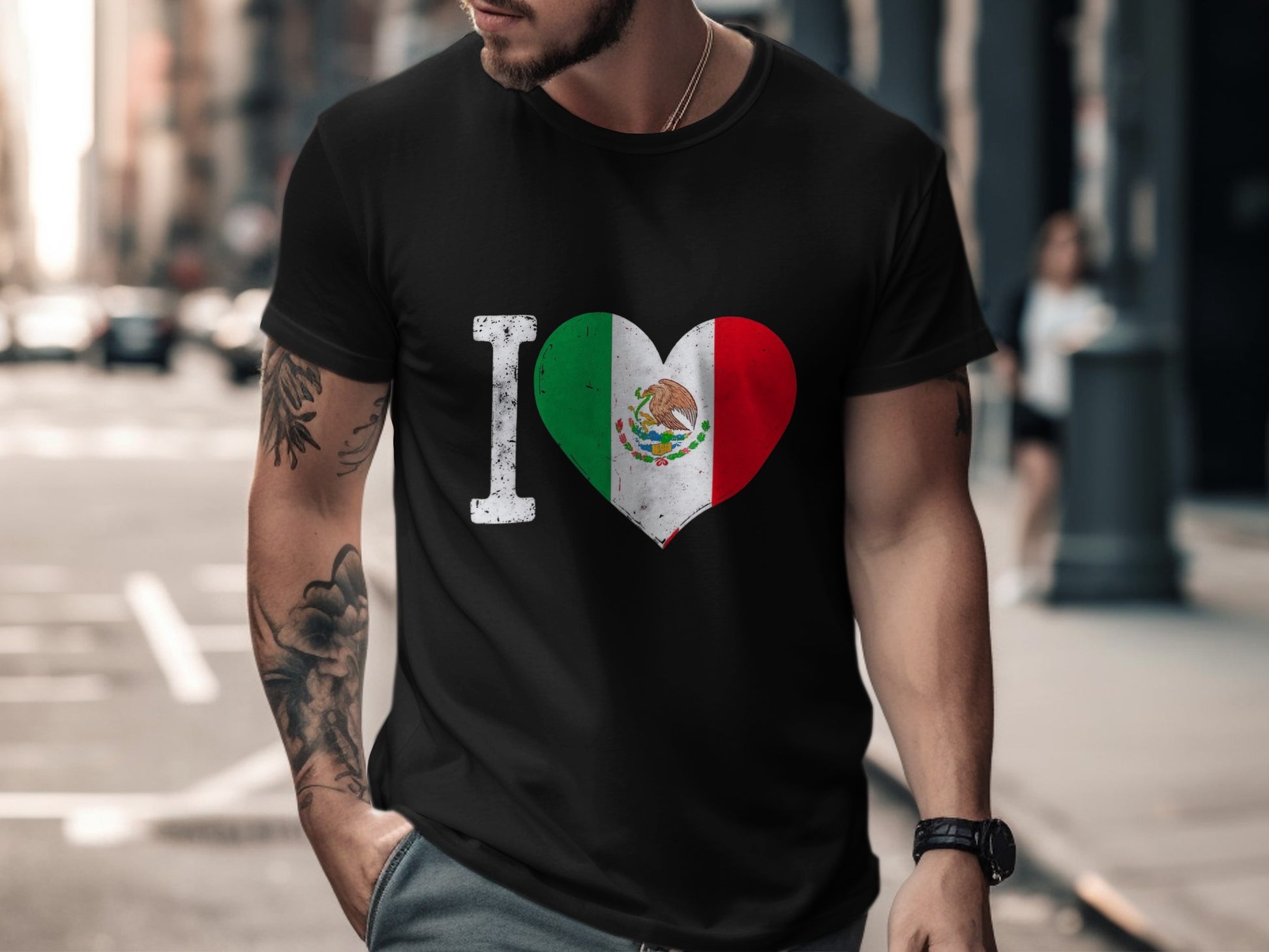 I Love Mexico Heart Flag Men's T-Shirt product