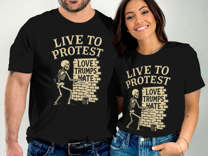 Live to Protest Skeleton Love Trumps Hate T-Shirt product