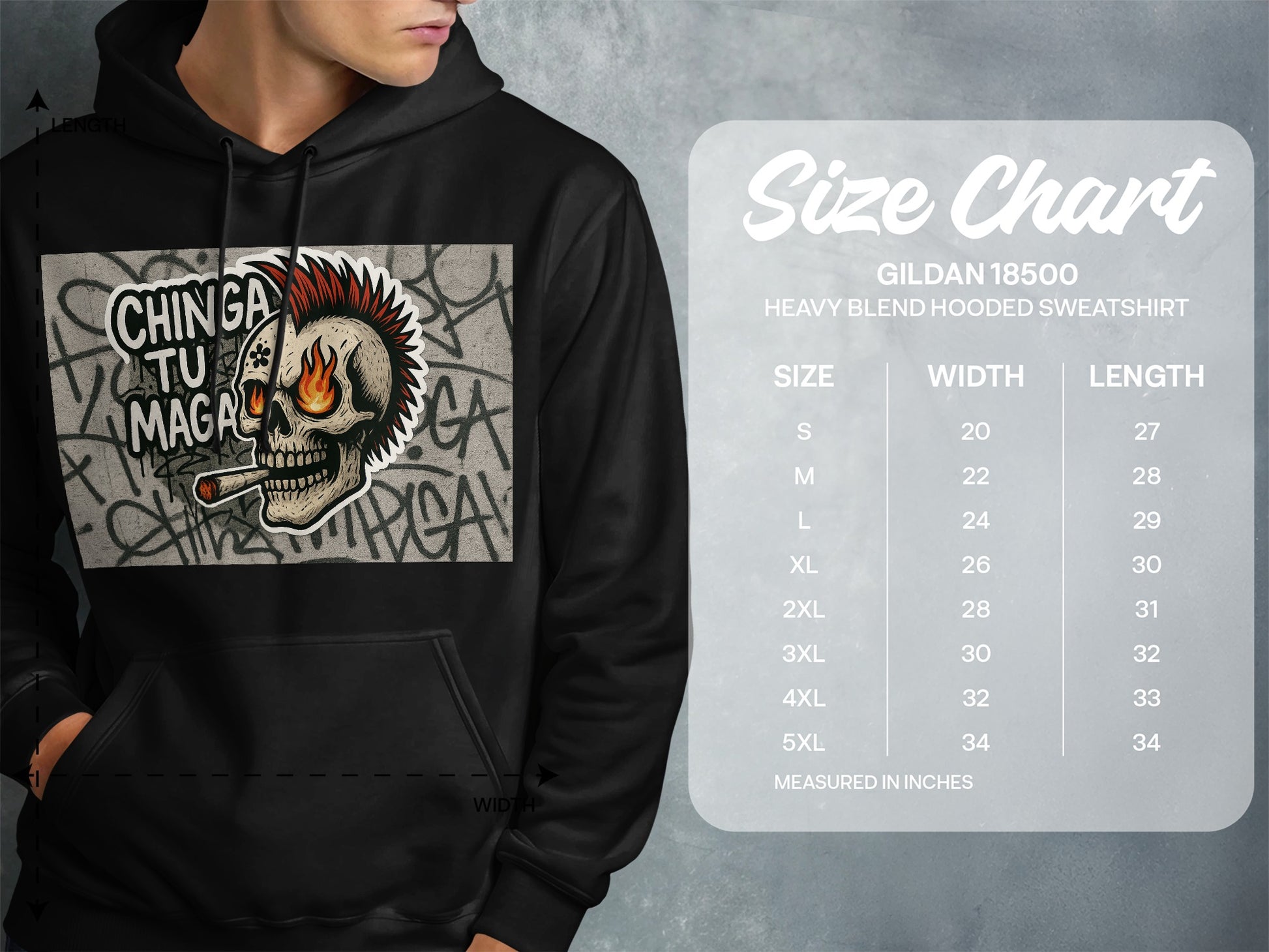 Chinga Tu Madre Skull Heavy Blend Hooded Sweatshirt product