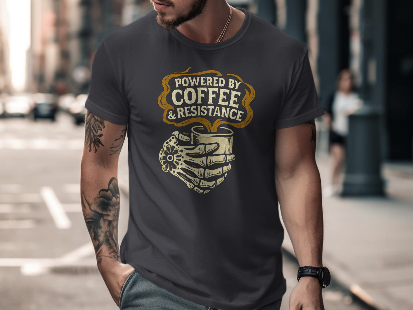 Powered By Coffee And Resistance Graphic T-Shirt