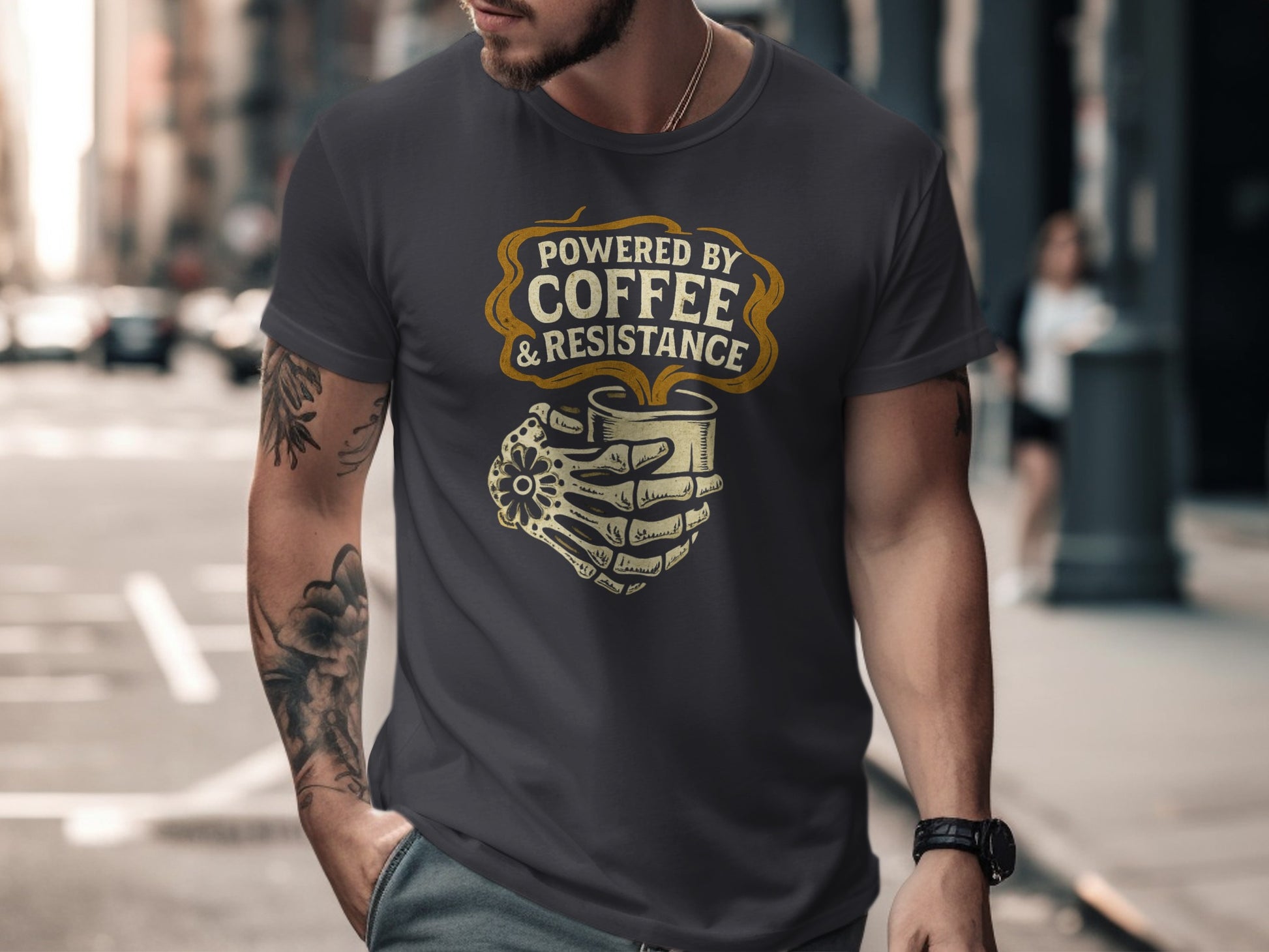 Powered By Coffee And Resistance Graphic T-Shirt