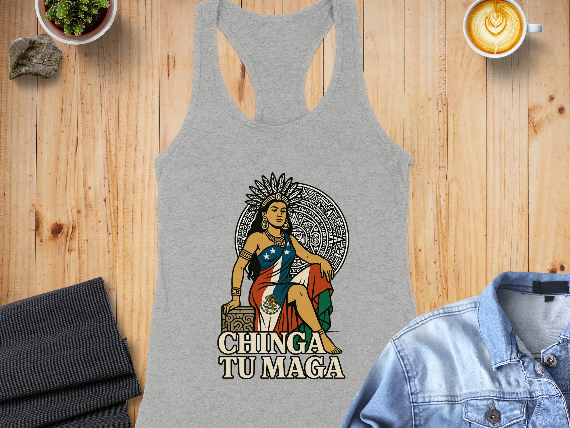Chinga Tu Maga Aztec Design Tank Top