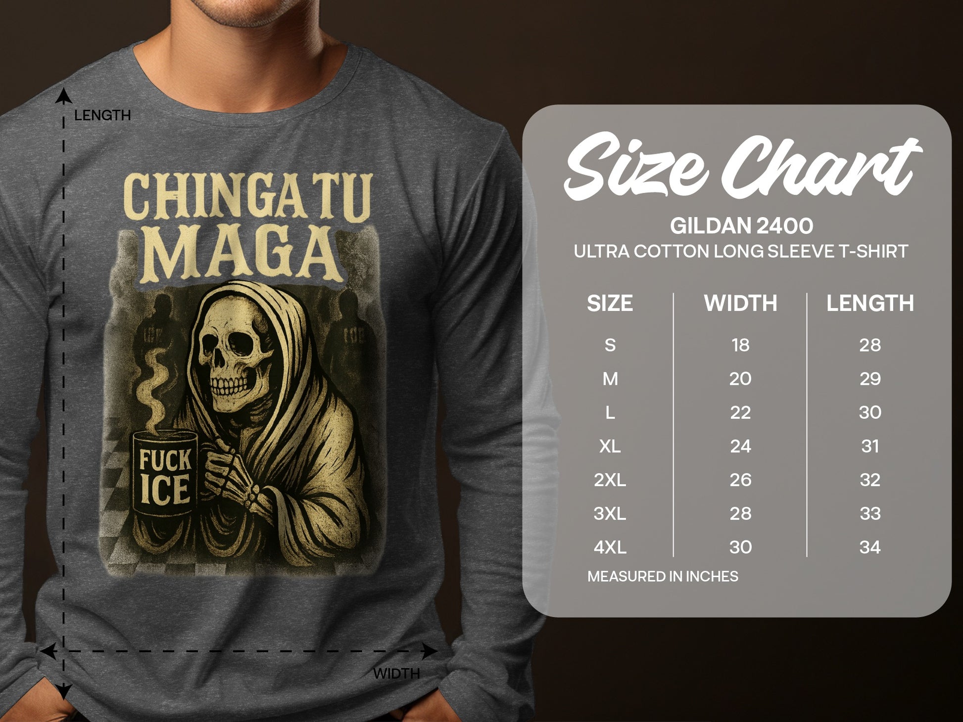Chinga Tu Maga Fuck Ice Skull Design Long Sleeve T-shirt